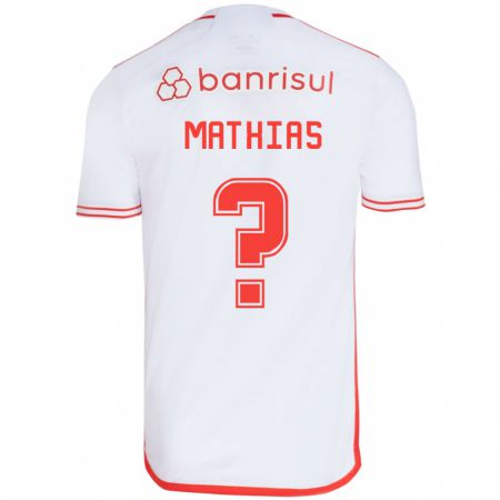 Kandiny Bambino Maglia Ricardo Mathias #0 Bianco Rosso Kit Gara Away 2024/25 Maglietta