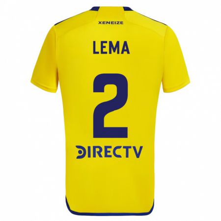 Kandiny Bambino Maglia Cristian Lema #2 Giallo Blu Kit Gara Away 2024/25 Maglietta