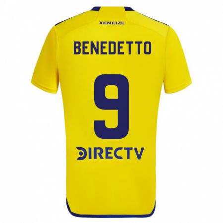 Kandiny Bambino Maglia Darío Benedetto #9 Giallo Blu Kit Gara Away 2024/25 Maglietta