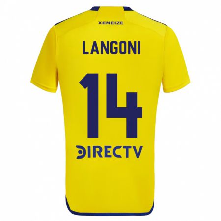 Kandiny Bambino Maglia Luca Langoni #14 Giallo Blu Kit Gara Away 2024/25 Maglietta