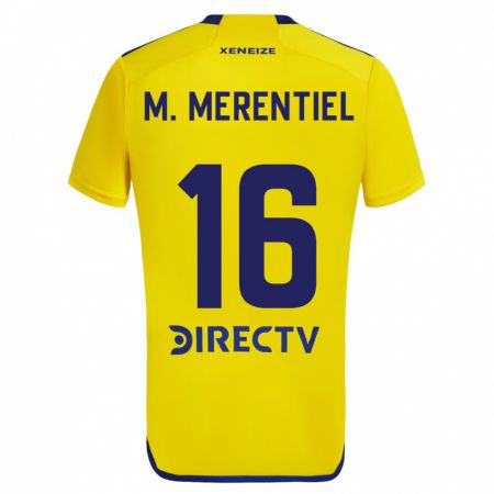 Kandiny Kinderen Miguel Merentiel #16 Geel Blauw Uitshirt Uittenue 2024/25 T-Shirt