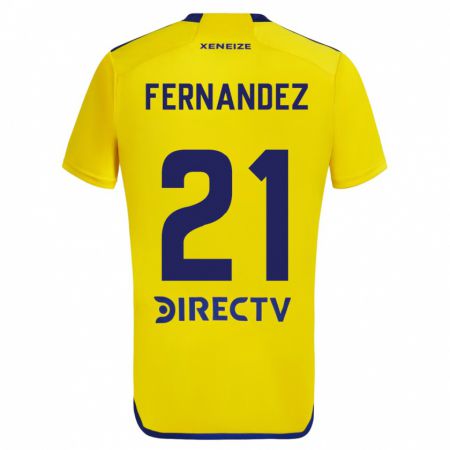 Kandiny Bambino Maglia Ezequiel Fernández #21 Giallo Blu Kit Gara Away 2024/25 Maglietta