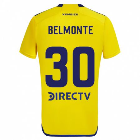 Kandiny Kinderen Tomás Belmonte #30 Geel Blauw Uitshirt Uittenue 2024/25 T-Shirt België