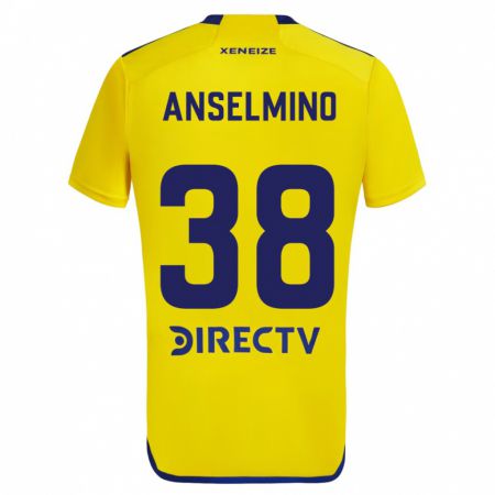 Kandiny Bambino Maglia Aarón Anselmino #38 Giallo Blu Kit Gara Away 2024/25 Maglietta