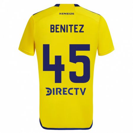 Kandiny Kinderen Mauricio Benítez #45 Geel Blauw Uitshirt Uittenue 2024/25 T-Shirt