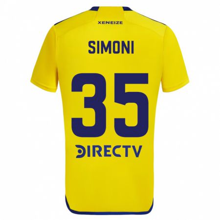 Kandiny Bambino Maglia Valentino Simoni #35 Giallo Blu Kit Gara Away 2024/25 Maglietta