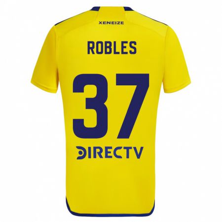 Kandiny Niño Camiseta Sebastián Díaz Robles #37 Amarillo Azul 2ª Equipación 2024/25 La Camisa México