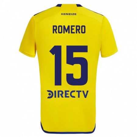 Kandiny Bambino Maglia Alejo Romero #15 Giallo Blu Kit Gara Away 2024/25 Maglietta