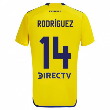 Kandiny Bambino Maglia Isaías Rodríguez #14 Giallo Blu Kit Gara Away 2024/25 Maglietta