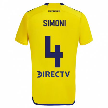 Kandiny Bambino Maglia Tiago Simoni #4 Giallo Blu Kit Gara Away 2024/25 Maglietta