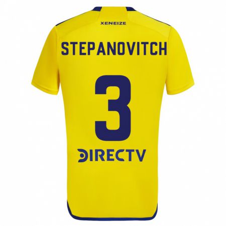 Kandiny Bambino Maglia Nicolás Stepanovitch #3 Giallo Blu Kit Gara Away 2024/25 Maglietta