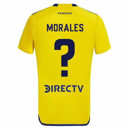 Kandiny Bambino Maglia Gonzalo Morales #0 Giallo Blu Kit Gara Away 2024/25 Maglietta