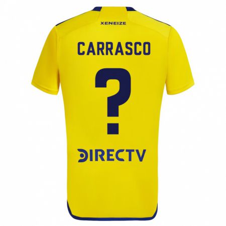 Kandiny Bambino Maglia Julián Carrasco #0 Giallo Blu Kit Gara Away 2024/25 Maglietta