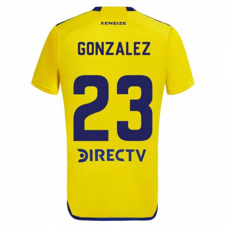 Kandiny Bambino Maglia Diego González #23 Giallo Blu Kit Gara Away 2024/25 Maglietta