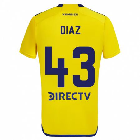 Kandiny Bambino Maglia Tomás Díaz #43 Giallo Blu Kit Gara Away 2024/25 Maglietta