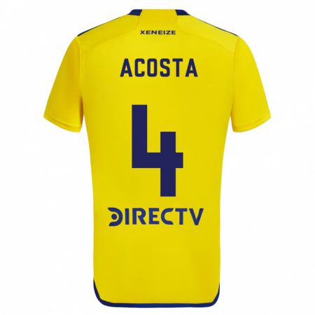 Kandiny Bambino Maglia Natan Acosta #4 Giallo Blu Kit Gara Away 2024/25 Maglietta