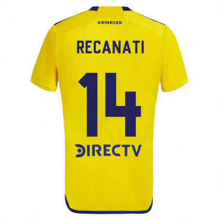 Kandiny Bambino Maglia Bianca Recanati #14 Giallo Blu Kit Gara Away 2024/25 Maglietta