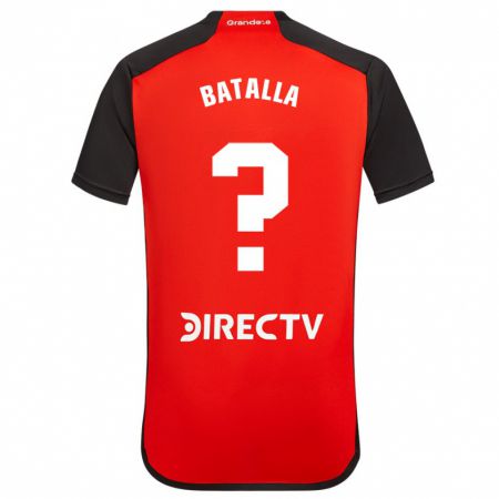 Kandiny Bambino Maglia Augusto Batalla #0 Rosso Nero Bianco Kit Gara Away 2024/25 Maglietta