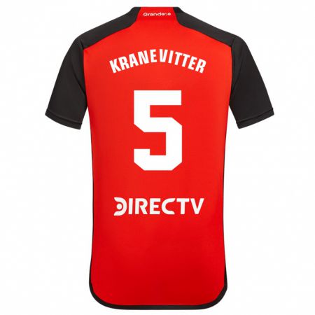 Kandiny Kinderen Matías Kranevitter #5 Rood Zwart Wit Uitshirt Uittenue 2024/25 T-Shirt België