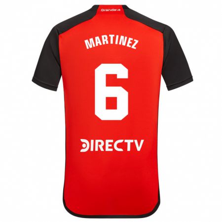 Kandiny Bambino Maglia David Martínez #6 Rosso Nero Bianco Kit Gara Away 2024/25 Maglietta