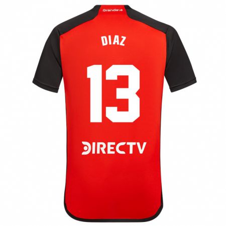 Kandiny Bambino Maglia Enzo Díaz #13 Rosso Nero Bianco Kit Gara Away 2024/25 Maglietta