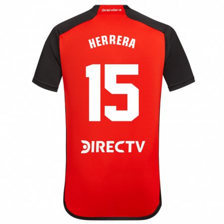 Kandiny Bambino Maglia Andrés Herrera #15 Rosso Nero Bianco Kit Gara Away 2024/25 Maglietta