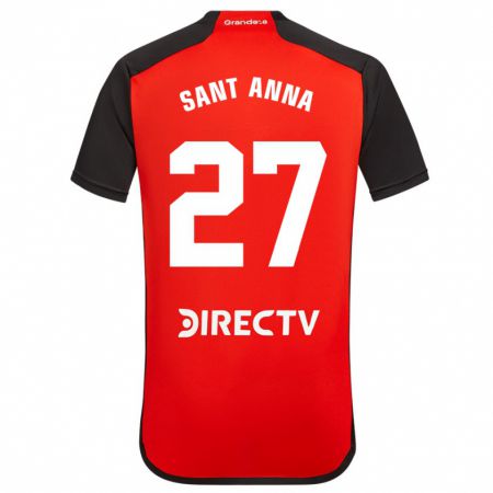 Kandiny Bambino Maglia Agustín Sant Anna #27 Rosso Nero Bianco Kit Gara Away 2024/25 Maglietta