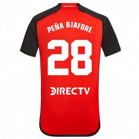 Kandiny Kinderen Felipe Peña Biafore #28 Rood Zwart Wit Uitshirt Uittenue 2024/25 T-Shirt België