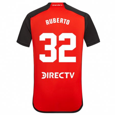 Kandiny Bambino Maglia Agustín Ruberto #32 Rosso Nero Bianco Kit Gara Away 2024/25 Maglietta