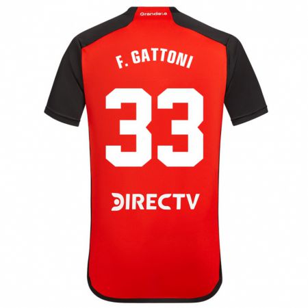 Kandiny Bambino Maglia Federico Gattoni #33 Rosso Nero Bianco Kit Gara Away 2024/25 Maglietta