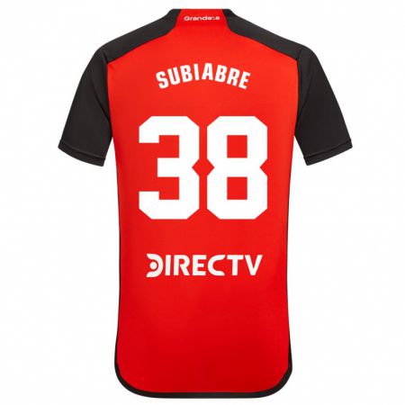 Kandiny Bambino Maglia Ian Subiabre #38 Rosso Nero Bianco Kit Gara Away 2024/25 Maglietta