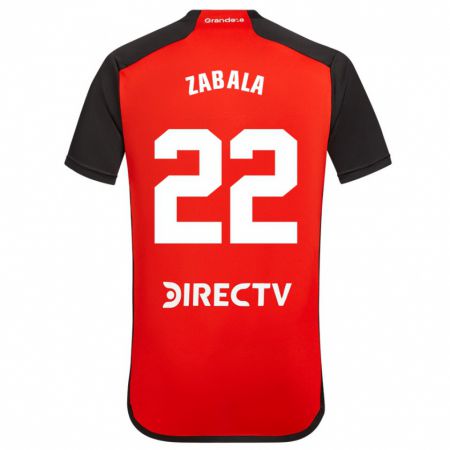 Kandiny Bambino Maglia Daniel Zabala #22 Rosso Nero Bianco Kit Gara Away 2024/25 Maglietta