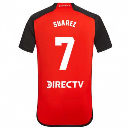 Kandiny Bambino Maglia Matías Suárez #7 Rosso Nero Bianco Kit Gara Away 2024/25 Maglietta