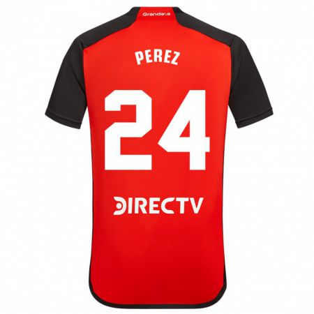 Kandiny Bambino Maglia Enzo Pérez #24 Rosso Nero Bianco Kit Gara Away 2024/25 Maglietta