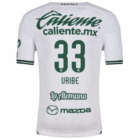 Kandiny Bambino Maglia Héctor Uribe #33 Bianco Verde Kit Gara Away 2024/25 Maglietta