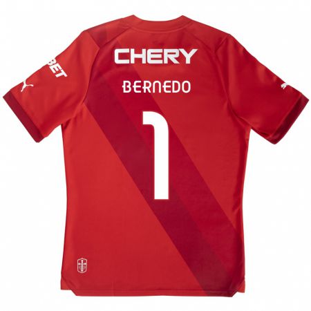 Kandiny Kinderen Vicente Bernedo #1 Rood Wit Uitshirt Uittenue 2024/25 T-Shirt