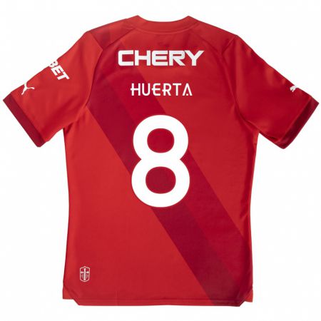 Kandiny Bambino Maglia Valber Huerta #8 Rosso Bianco Kit Gara Away 2024/25 Maglietta