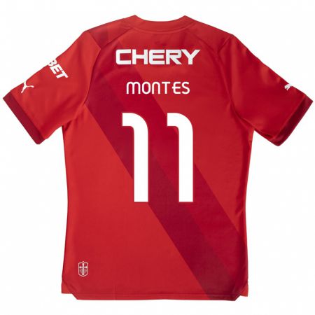 Kandiny Bambino Maglia Clemente Montes #11 Rosso Bianco Kit Gara Away 2024/25 Maglietta