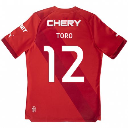 Kandiny Bambino Maglia Ian Toro #12 Rosso Bianco Kit Gara Away 2024/25 Maglietta