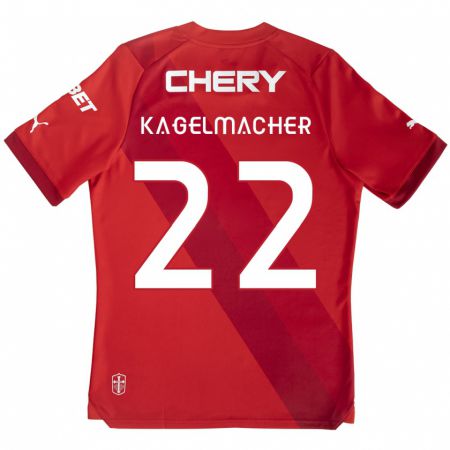 Kandiny Bambino Maglia Gary Kagelmacher #22 Rosso Bianco Kit Gara Away 2024/25 Maglietta