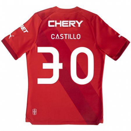 Kandiny Kinderen Nicolás Castillo #30 Rood Wit Uitshirt Uittenue 2024/25 T-Shirt België