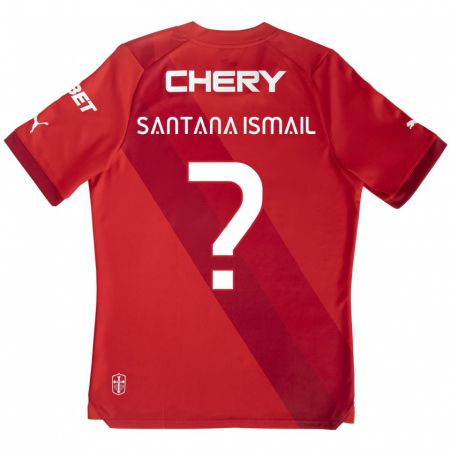 Kandiny Bambino Maglia Benjamin Santana Ismail #0 Rosso Bianco Kit Gara Away 2024/25 Maglietta