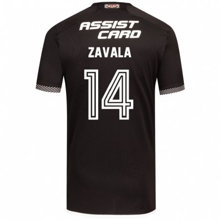 Kandiny Bambino Maglia Cristián Zavala #14 Nero Bianco Kit Gara Away 2024/25 Maglietta