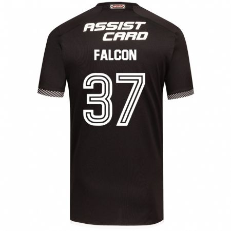 Kandiny Bambino Maglia Maximiliano Falcón #37 Nero Bianco Kit Gara Away 2024/25 Maglietta