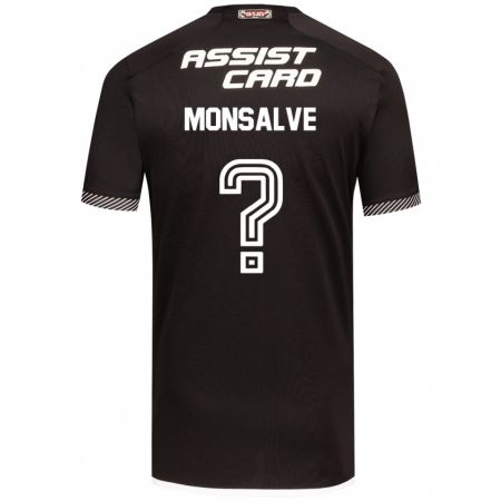 Kandiny Bambino Maglia Gaspar Monsalve #0 Nero Bianco Kit Gara Away 2024/25 Maglietta