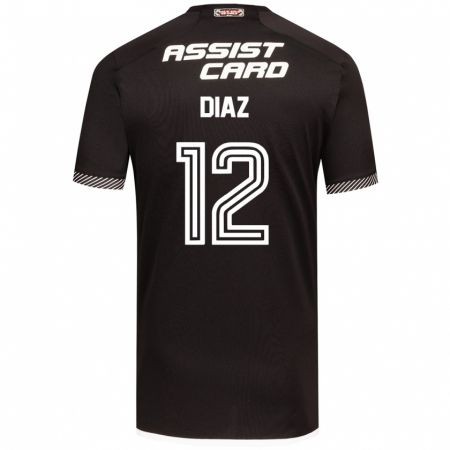 Kandiny Bambino Maglia Javiera Díaz #12 Nero Bianco Kit Gara Away 2024/25 Maglietta