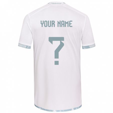 Kandiny Bambino Maglia Il Tuo Nome #0 Bianco Grigio Kit Gara Away 2024/25 Maglietta