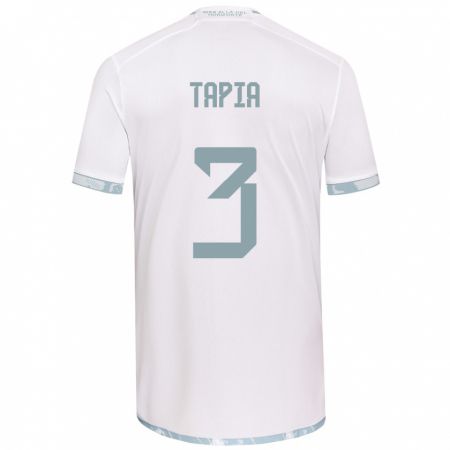 Kandiny Bambino Maglia Ignacio Tapia #3 Bianco Grigio Kit Gara Away 2024/25 Maglietta