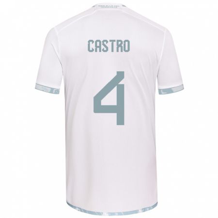 Kandiny Bambino Maglia José Ignacio Castro #4 Bianco Grigio Kit Gara Away 2024/25 Maglietta