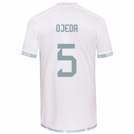 Kandiny Bambino Maglia Emmanuel Ojeda #5 Bianco Grigio Kit Gara Away 2024/25 Maglietta